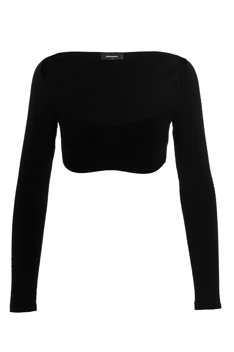 Maglia Cropped Costine Nero