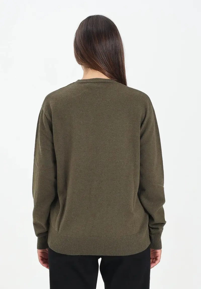 Maglioncino girocollo verde oliva per donna, ragazzi e bambini con logo DSQ2 miniatura 3