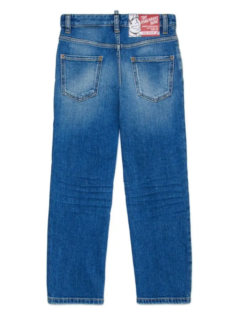 Dsquared2 pantalone in denim medium bambino patch logo sul retro miniatura 2