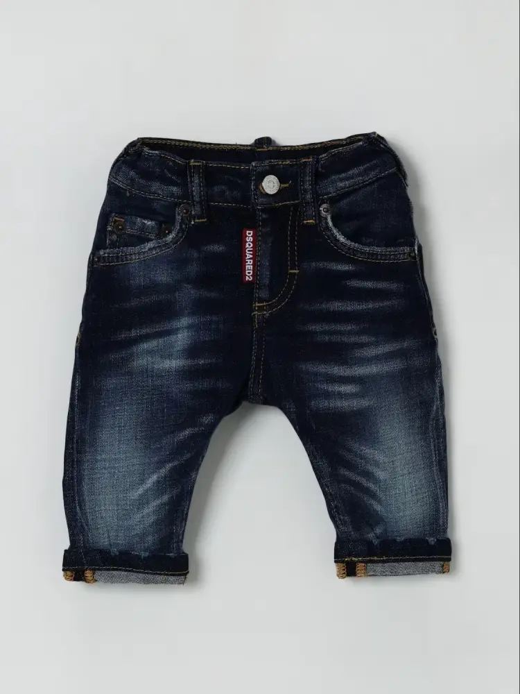 pantalone in denim neonato scuro neonato patch logo sul retro