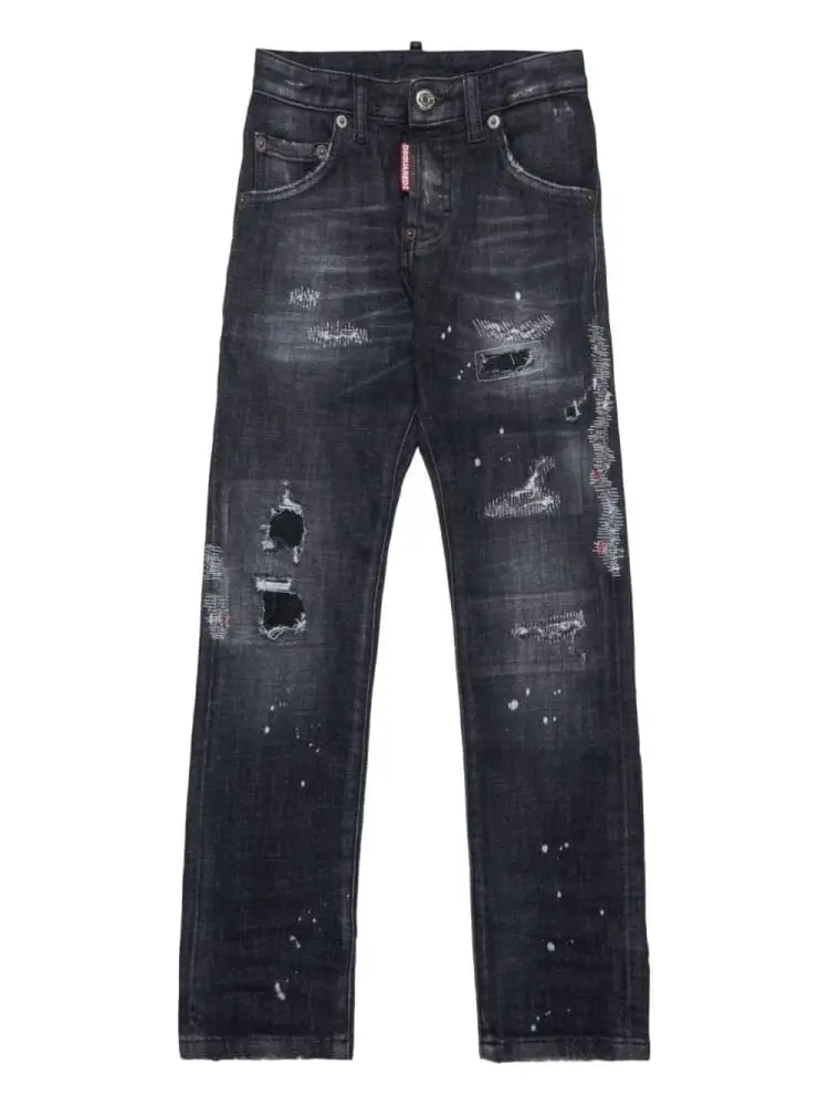 pantalone in denim nero bambino con logo