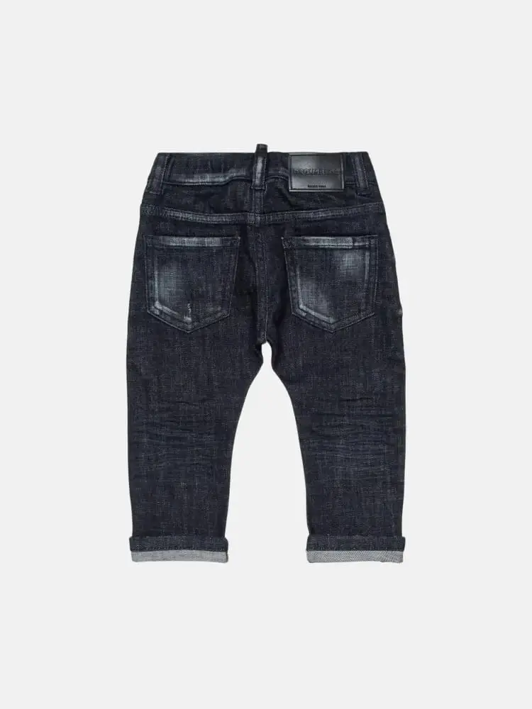 pantalone in denim nero neonato con logo miniatura 2