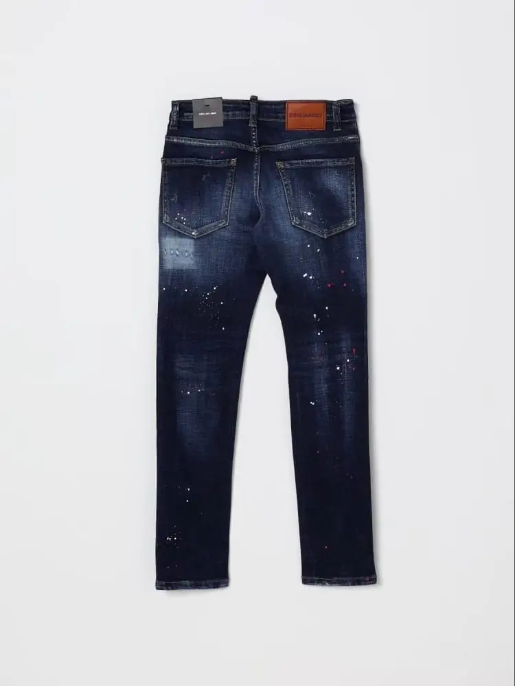 pantalone in denim scuro bambino con logo miniatura 2