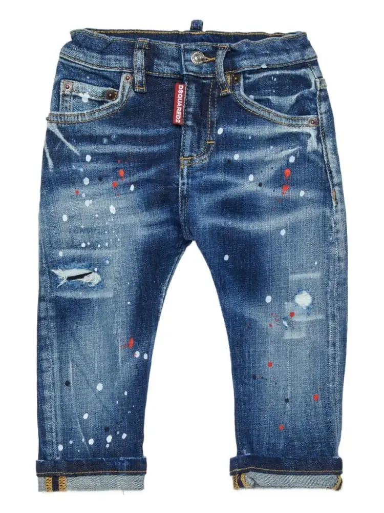 pantalone in denim scuro neonato con logo
