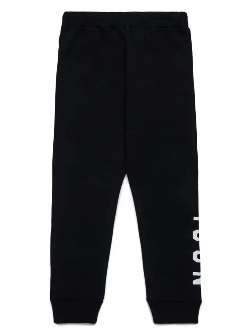 Dsquared2 pantalone nero bambino tuta in cotone logo lettering sul fondo miniatura 2