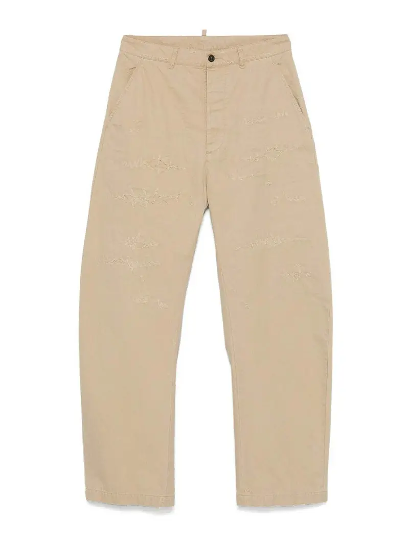 Pantaloni chino strappati Cammello