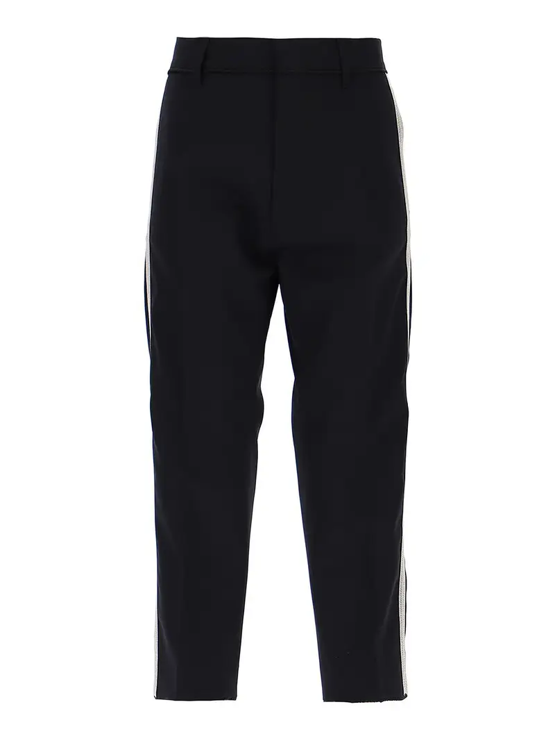 Pantaloni cropped con bande sui fianchi Nero