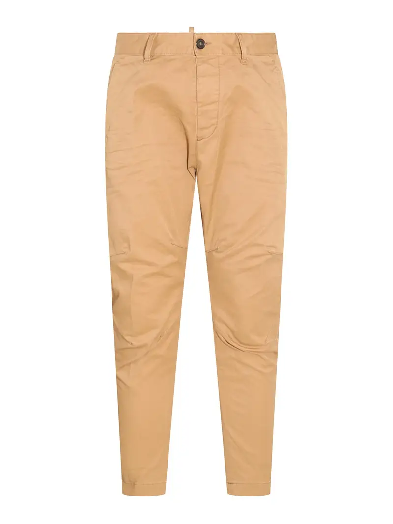 Pantaloni in misto cotone marrone chiaro