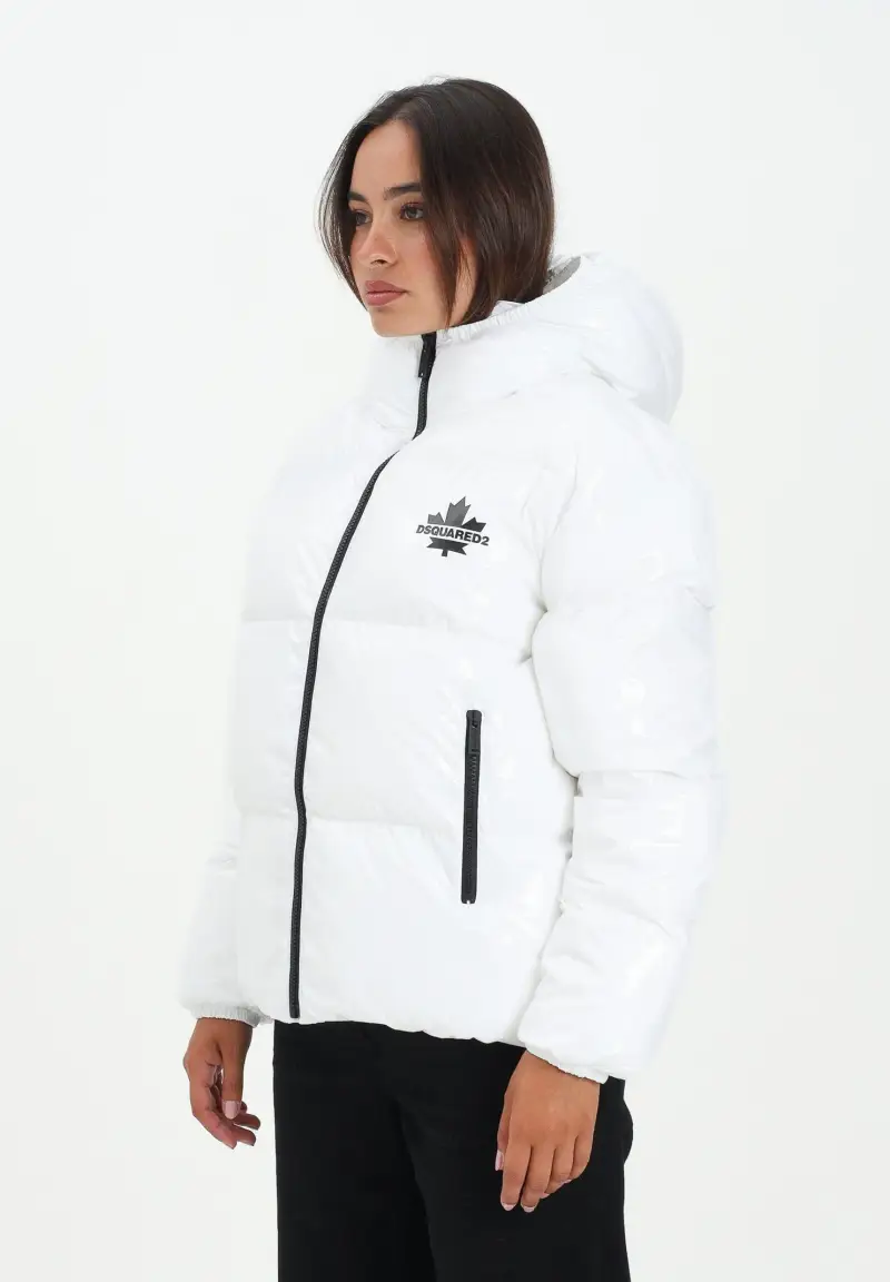 Piumino bianco per donna, ragazzi e bambini con logo Maple Leaf