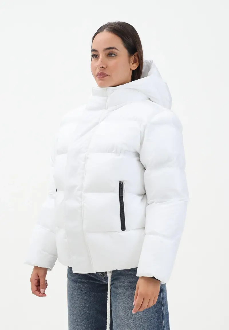 Piumino bianco per donna, ragazzi e bambini con logo