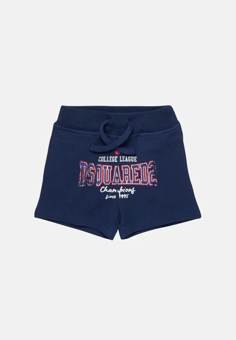DSQUARED2 Shorts blu da neonato con stampa college