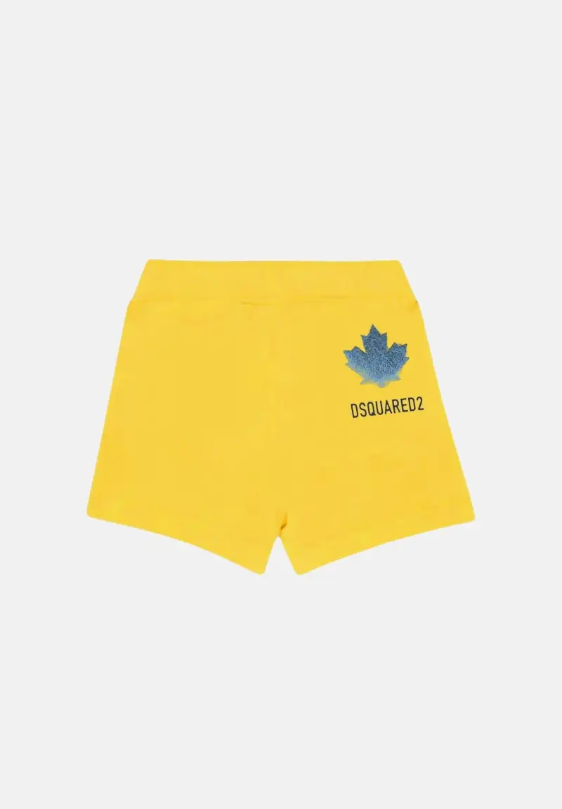 Shorts giallo da neonato con stampa sul retro