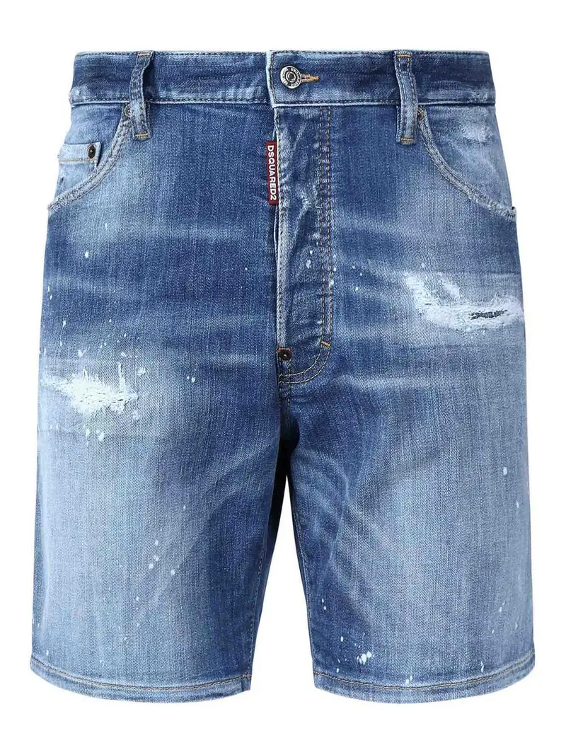 Shorts in denim di cotone elasticizzato Blu