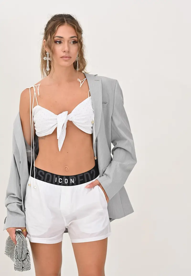 DSQUARED2 Shorts mare bianco da uomo con fascia elastica logata miniatura 3