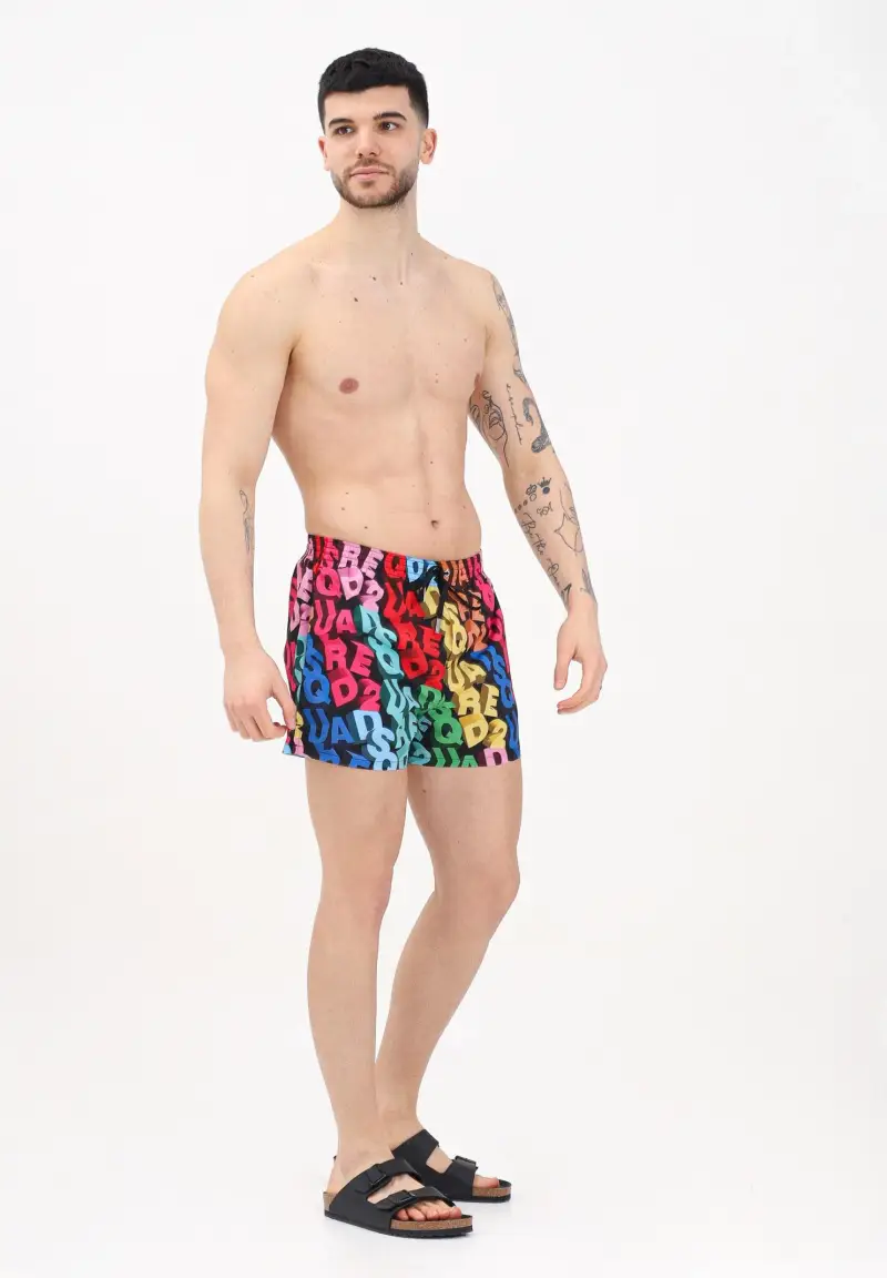 Shorts mare multicolore da uomo con logo reinterpretato in chiave grafica miniatura 2