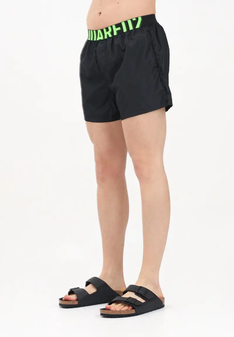 DSQUARED2 Shorts mare nero da uomo con fascia elastica logata