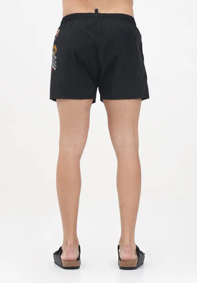 DSQUARED2 Shorts mare nero da uomo con maxi stampa miniatura 2