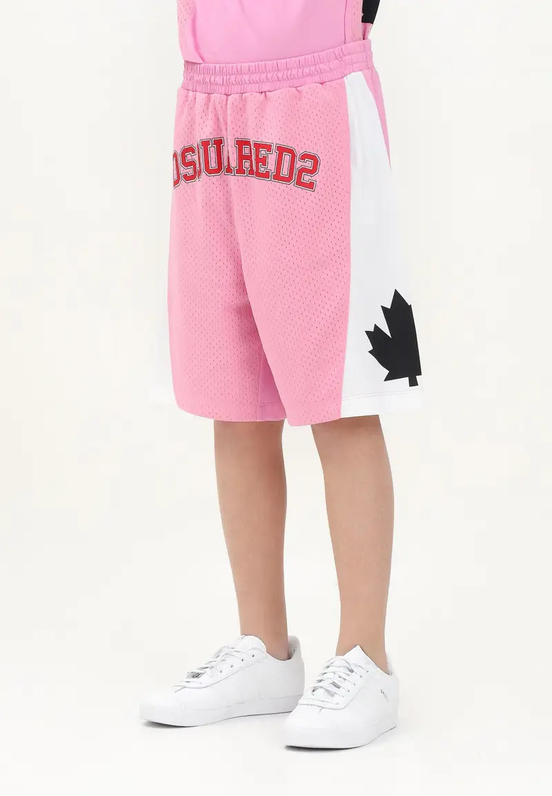 DSQUARED2 Shorts rosa per donna e bambina con stampa logo miniatura 3