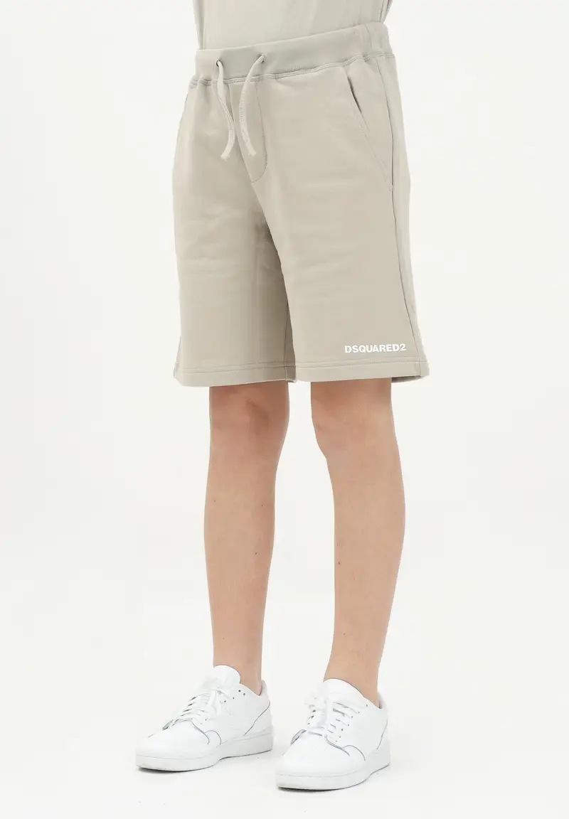 DSQUARED2 Shorts sportivo beige per donna, ragazzi e bambini con stampa logo miniatura 3