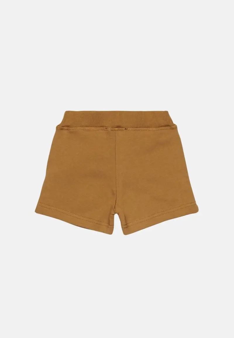 Shorts sportivo cammello da neonato con logo miniatura 2