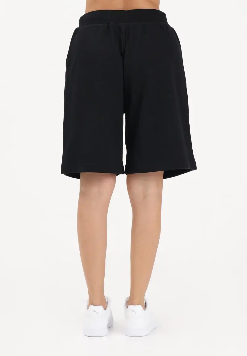 Shorts sportivo nero per donna, ragazzi e bambini con logo miniatura 3