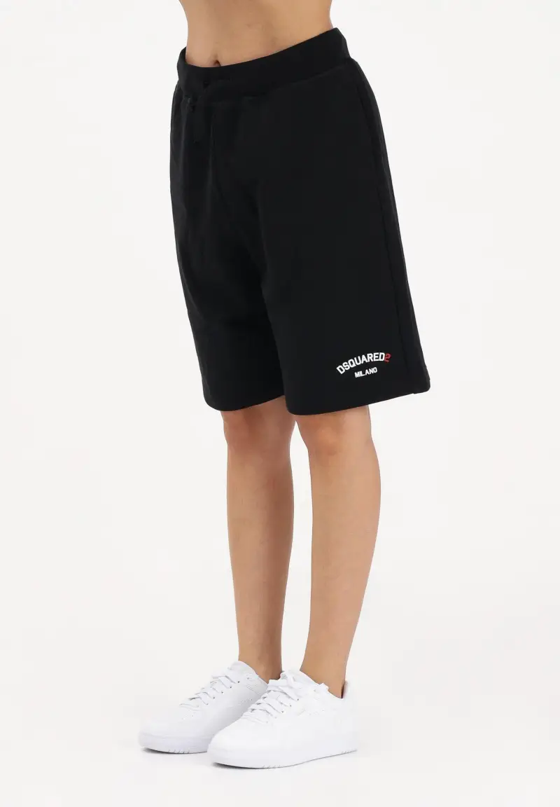Shorts sportivo nero per donna, ragazzi e bambini con logo