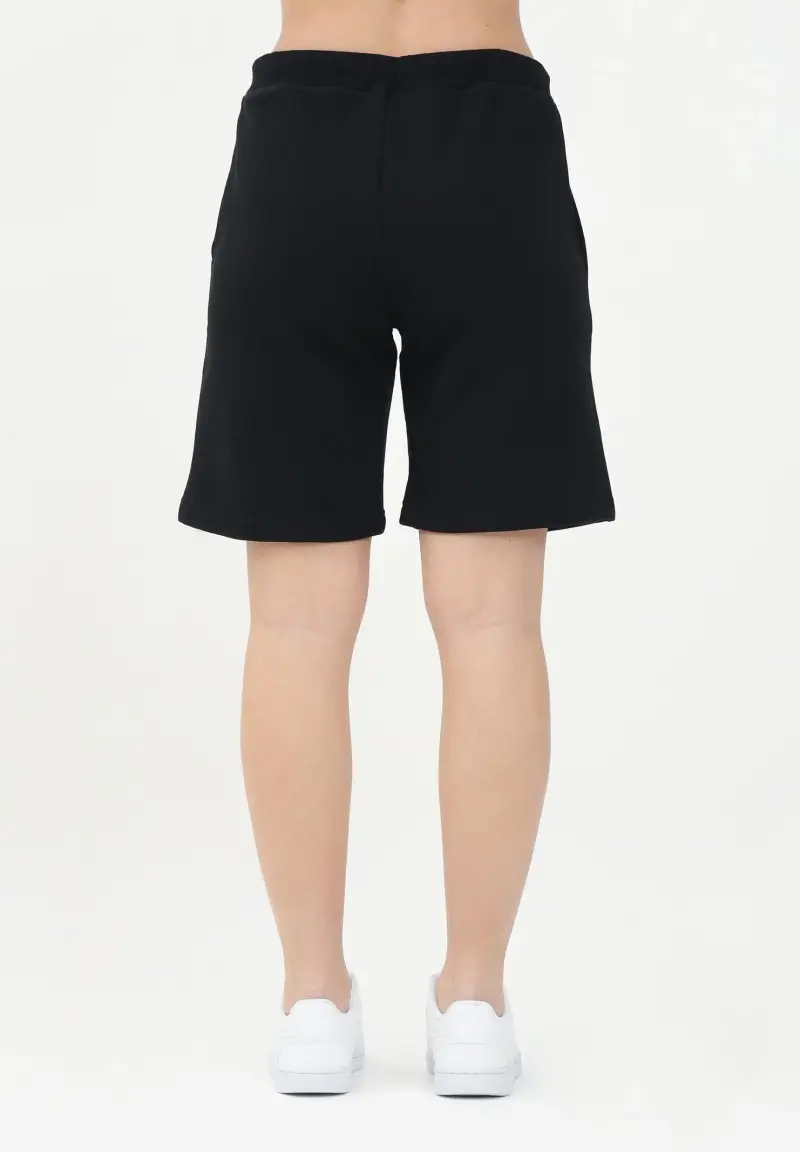 Shorts sportivo nero per donna, ragazzi e bambini con stampa logo miniatura 3