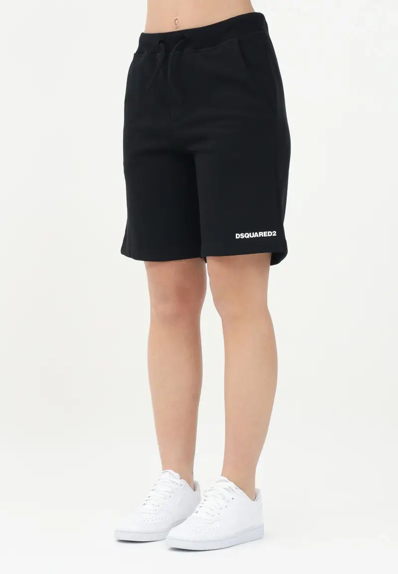 Shorts sportivo nero per donna, ragazzi e bambini con stampa logo