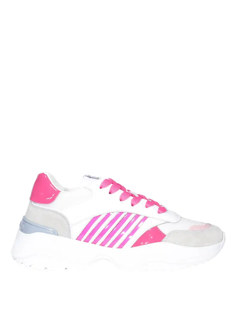 Sneaker a righe con maxi suola Bianco