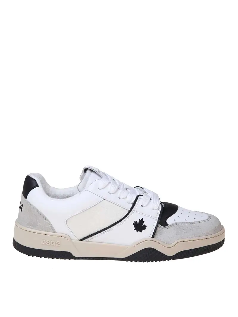 sneakers in pelle e camoscio bianco e nero