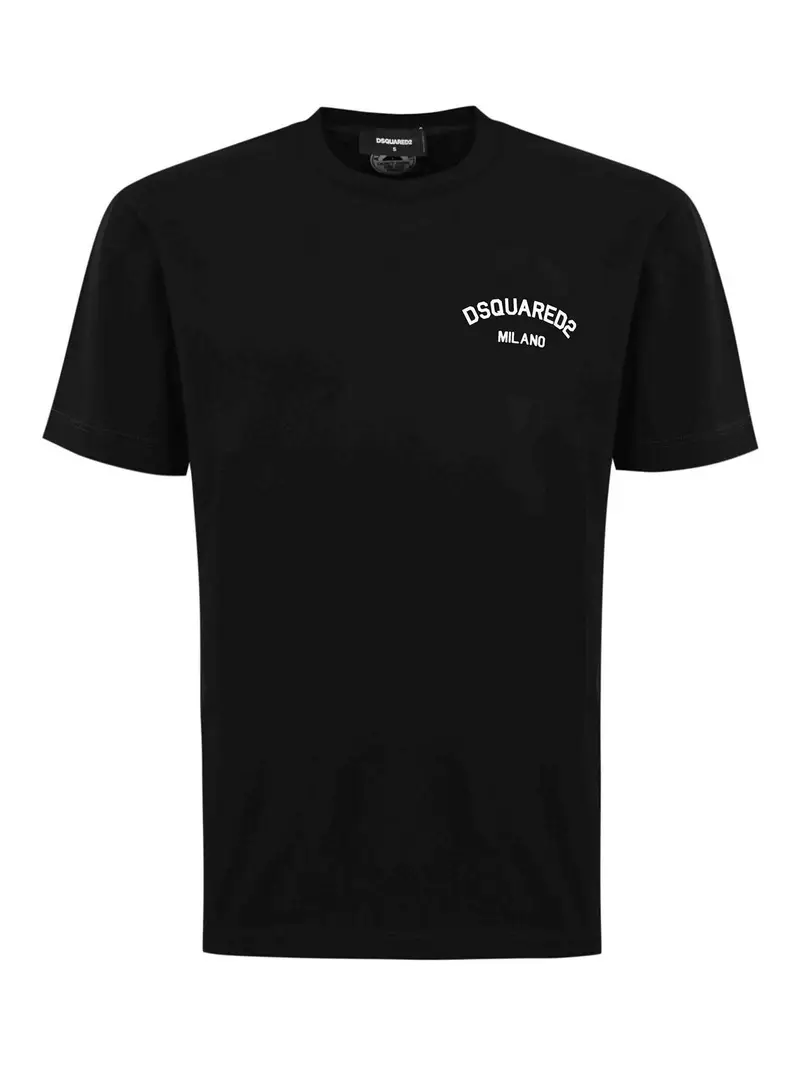 T-shirt di cotone con logo Milano Nero