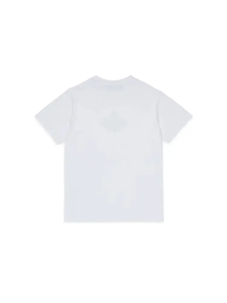 tshirt bianca bambino in cotone logo a contrasto miniatura 2