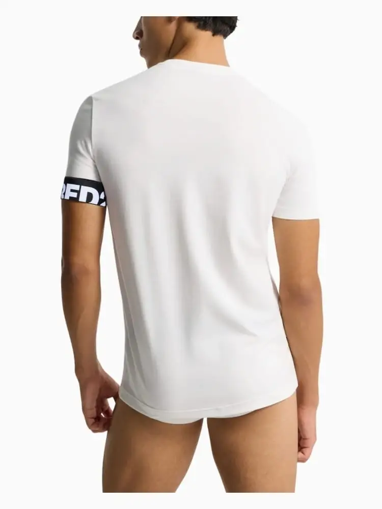 tshirt bianca uomo logo sul braccio miniatura 2