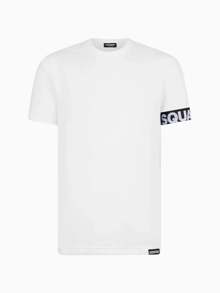 tshirt bianca uomo logo sul braccio
