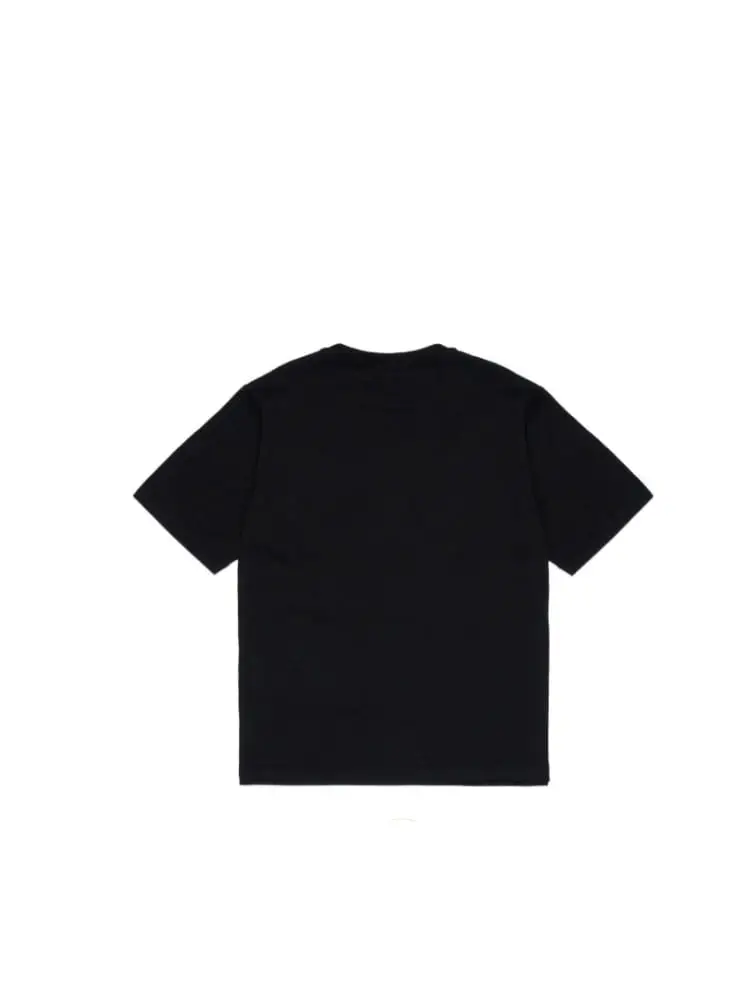 tshirt nera bambino logo sul davanti miniatura 2