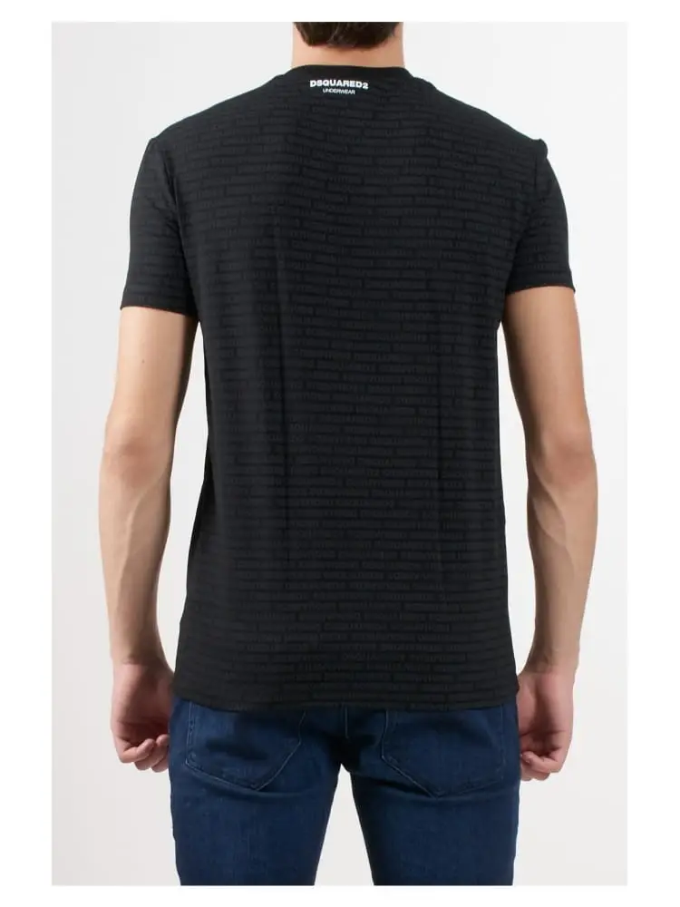 tshirt nera uomo logo all over miniatura 2
