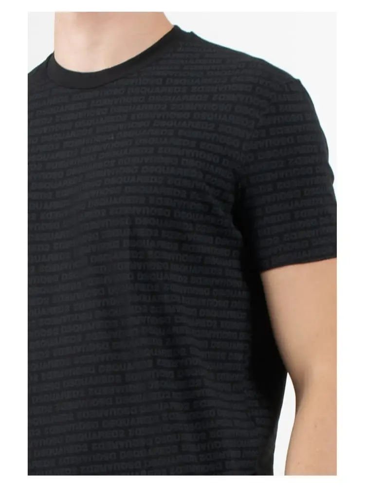 tshirt nera uomo logo all over miniatura 3