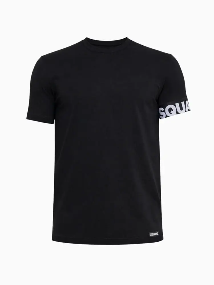 tshirt nera uomo logo sul braccio