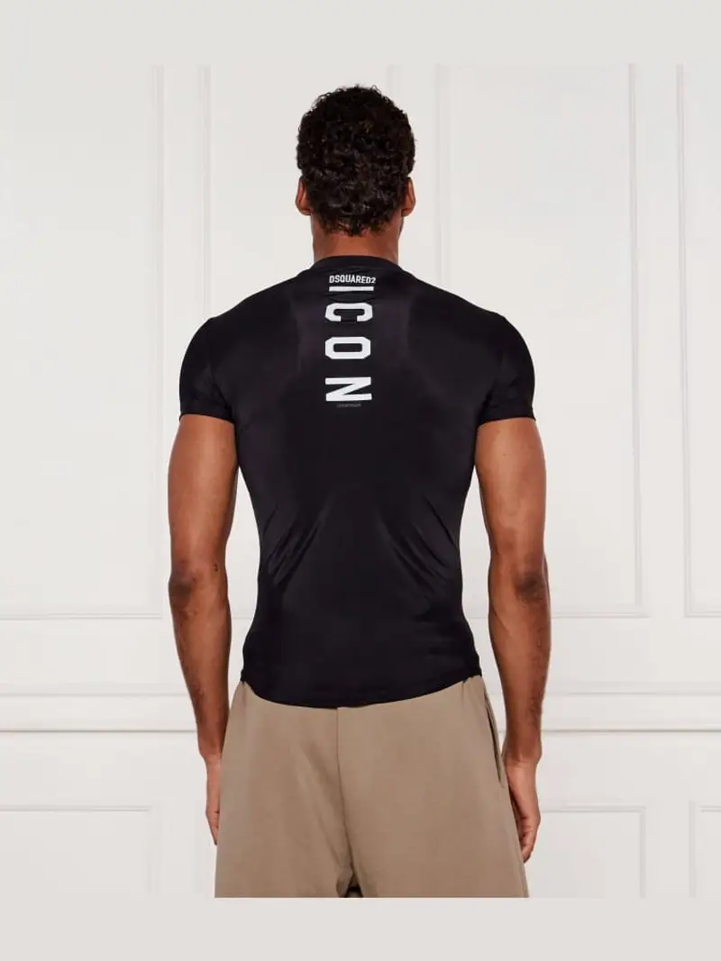 Dsquared2 tshirt nera uomo skinny fit maxi logo sul retro miniatura 3