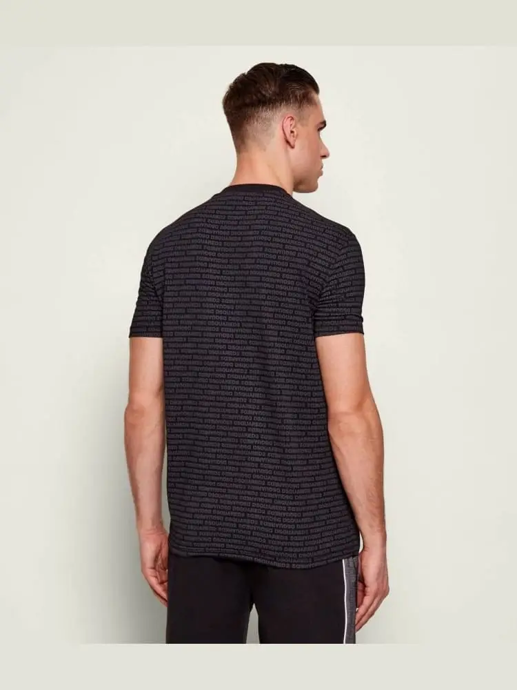 tshirt nero uomo logo all over miniatura 2