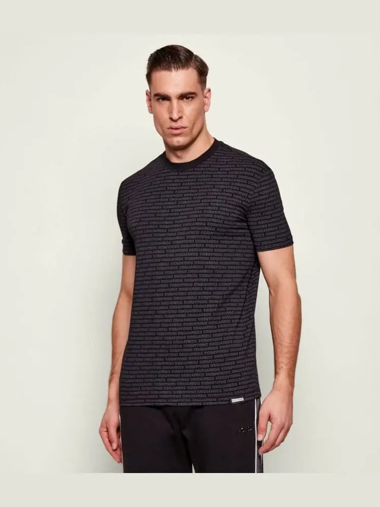 tshirt nero uomo logo all over