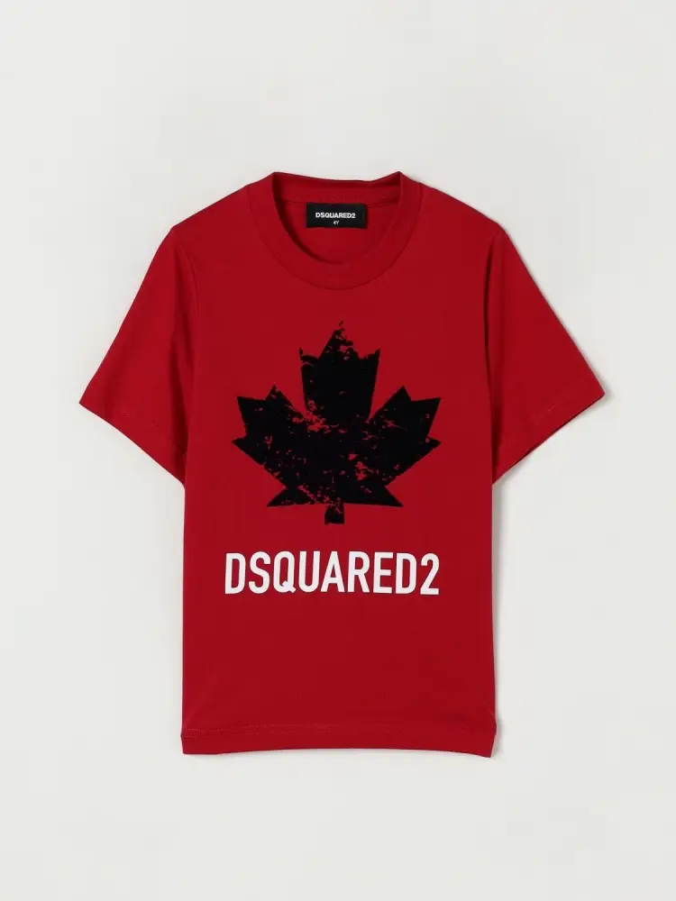 tshirt rossa bambino in cotone logo a contrasto