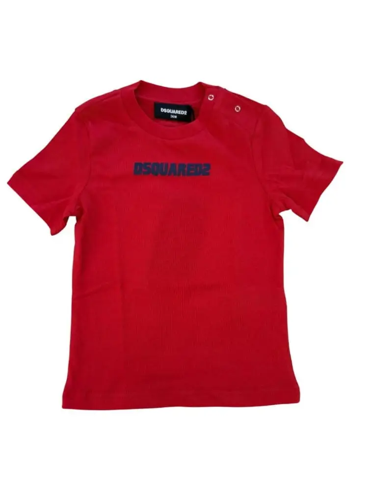 tshirt rossa bambino logo lettering