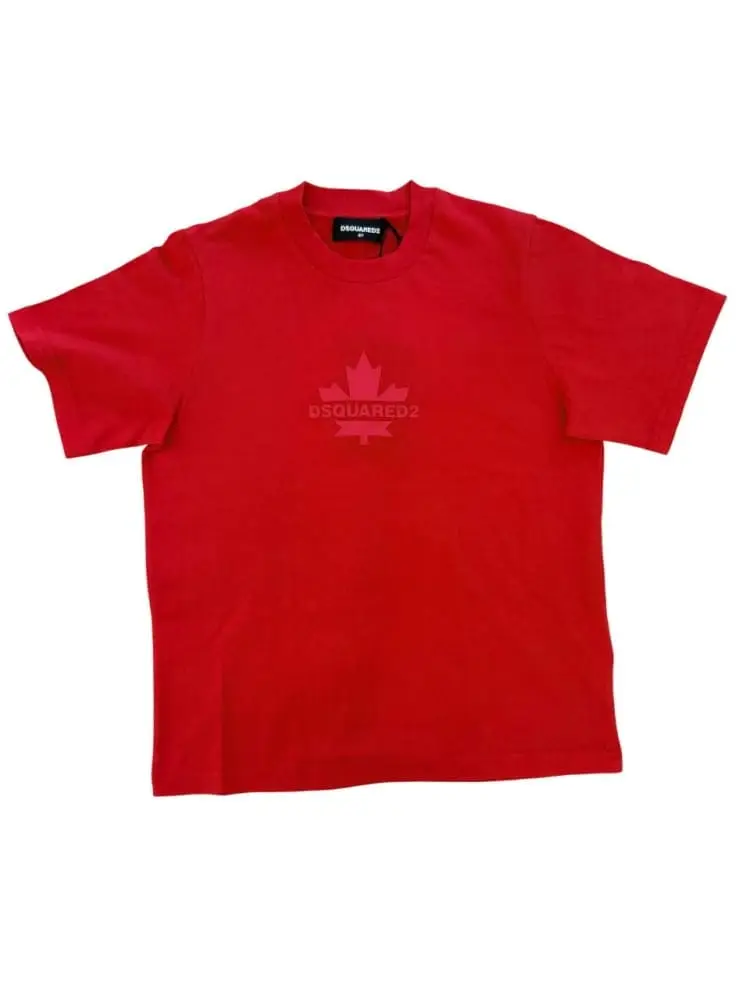 tshirt rossa bambino logo sul davanti
