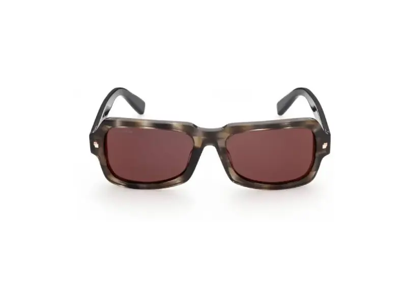 Unisex DQ0373 50C Occhiali da sole outlet Acetato Havana Rosso Squadrata Normale miniatura 2