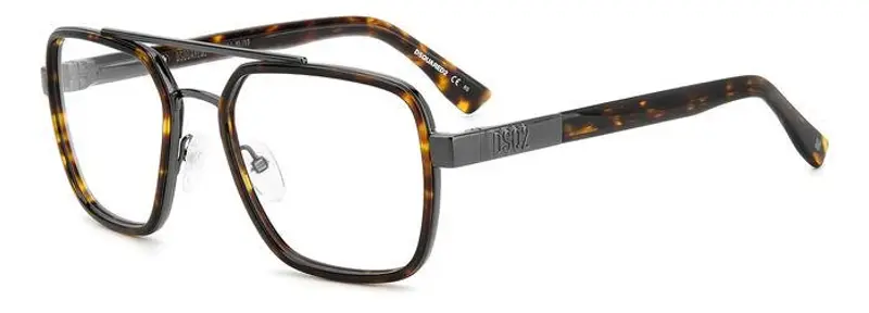 Dsquared2 Uomo D2 0064 EKP Montature da vista Acetato Havana Canna di Fucile  Squadrata