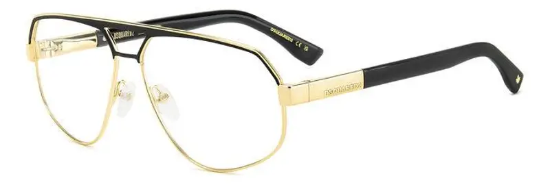 Dsquared2 Uomo D2 0121 RHL Montature da vista Metallo Oro / Nero  Squadrata