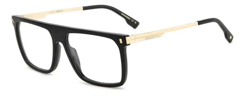 Dsquared2 Uomo D2 0122 2M2 Montature da vista Acetato Nero/Oro  Squadrata