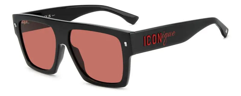 Uomo Dsquared2 ICON 0030/S OIT/U1 Occhiali da sole Acetato Nero Rosa Squadrata Normale