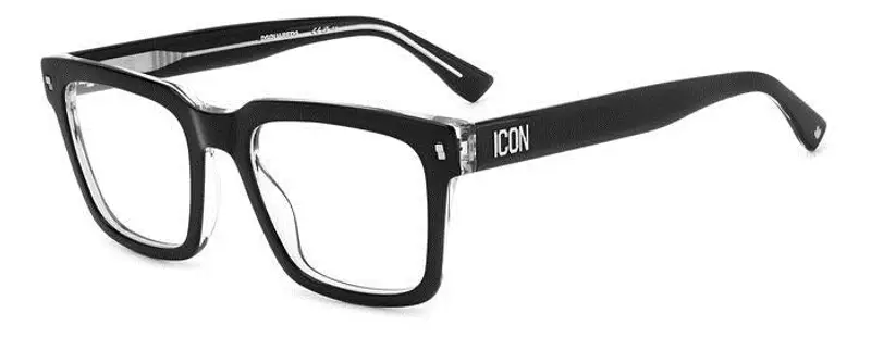 Dsquared2 Uomo ICON 0013 7C5 Montature da vista Acetato Cristallo/Nero  Squadrata